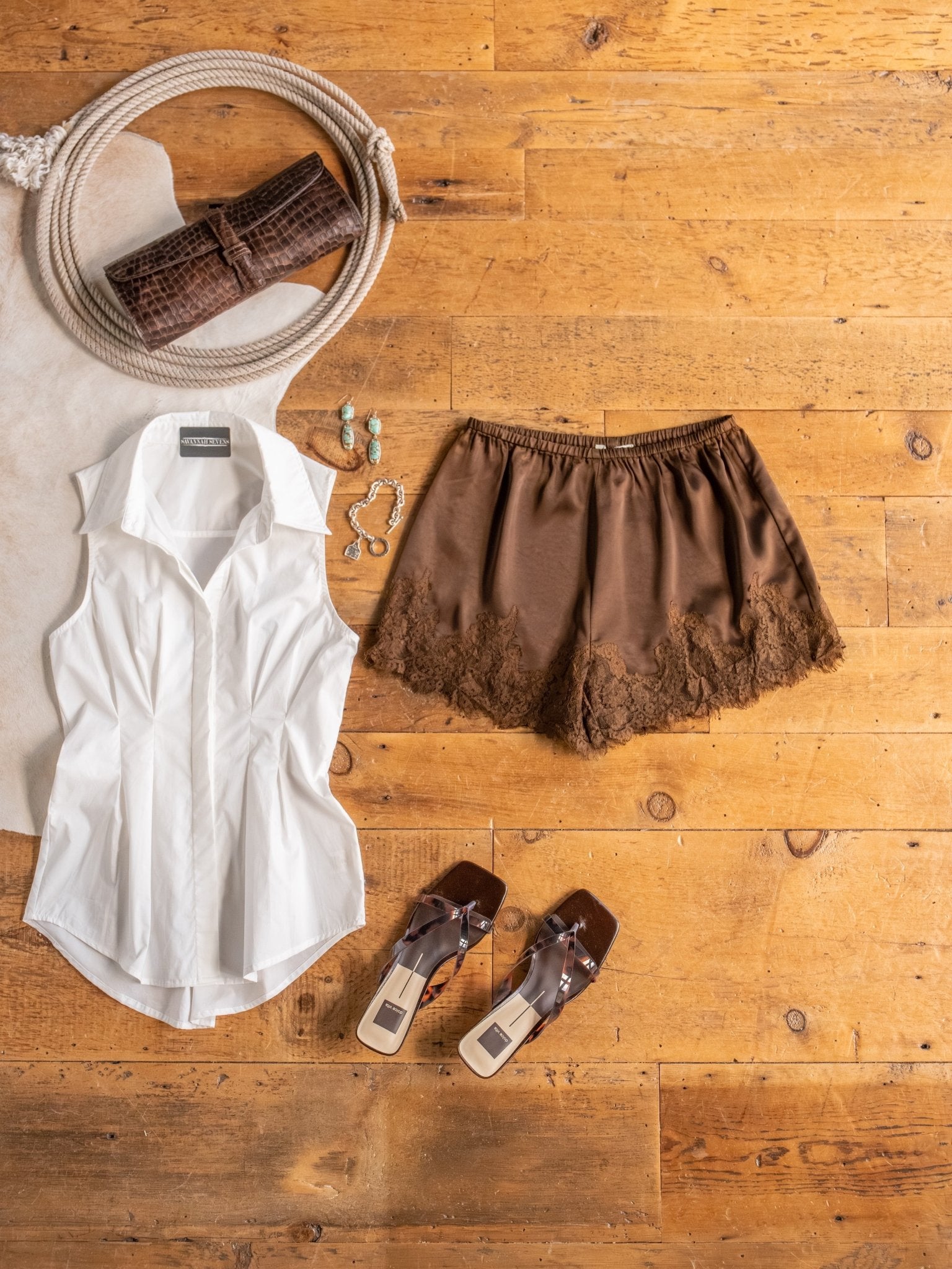 Laconia Chocolate Satin Lace Trim Shorts – Savannah Sevens western