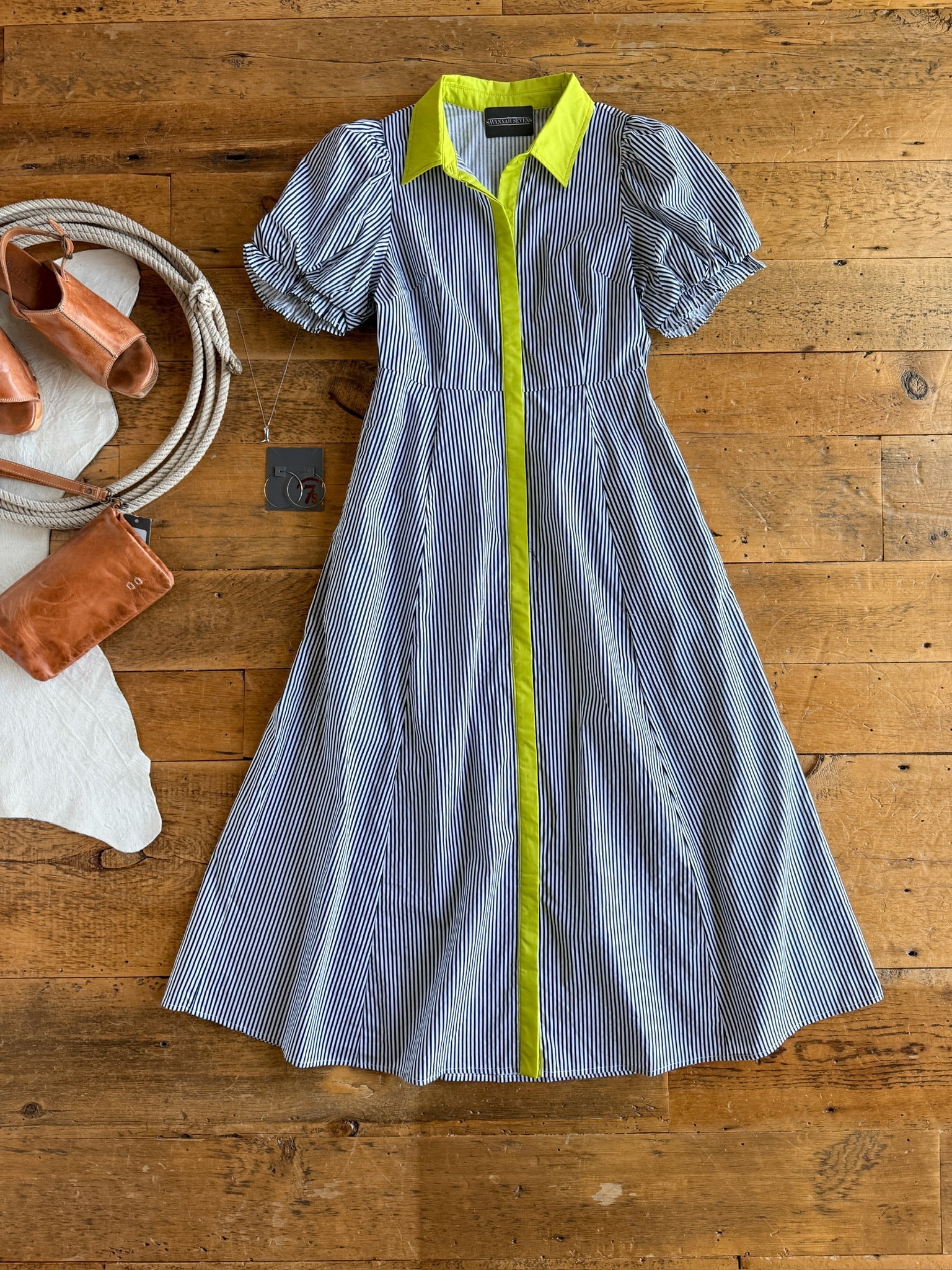 Tererro Pinstripe Button Up Dress Large