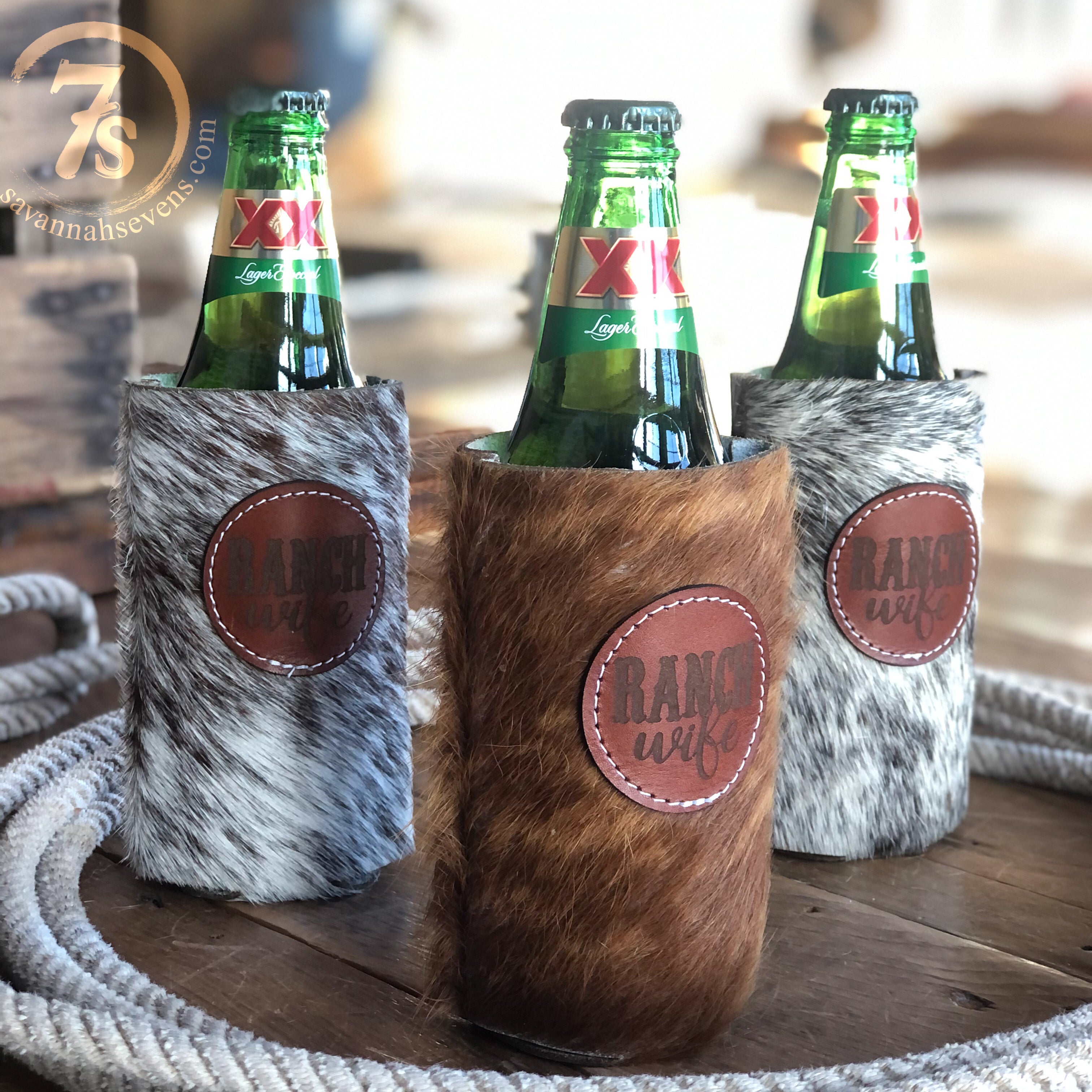 Ranch Wife Cowhide Koozie – Savannah Sevens western life{&}style