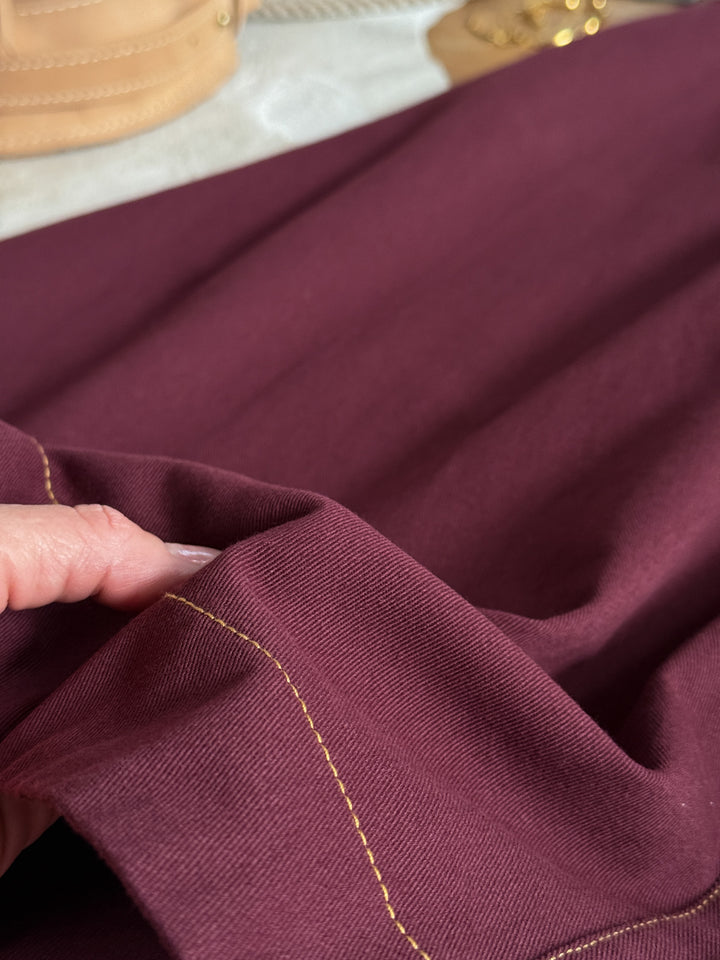 Barada Wine Button Up Dress