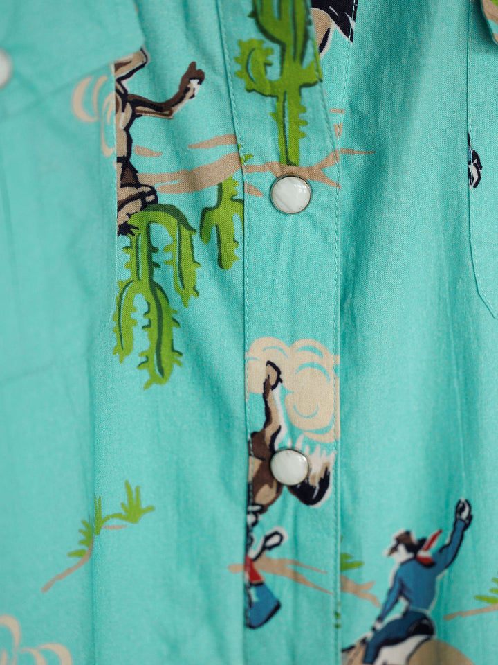 Kemah Seafoam Western Print Dress