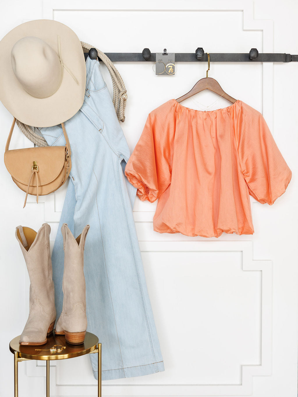 Tupelo Coral Tencel Puff Sleeve Top