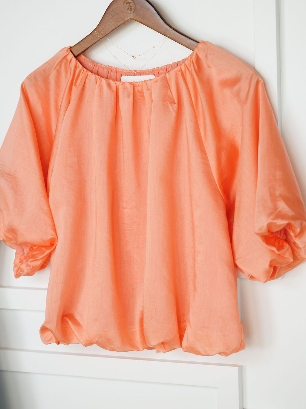 Tupelo Coral Tencel Puff Sleeve Top