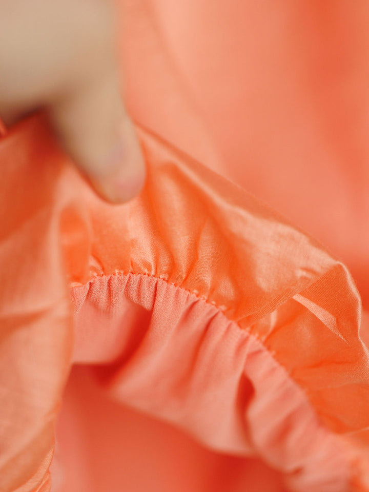 Tupelo Coral Tencel Puff Sleeve Top