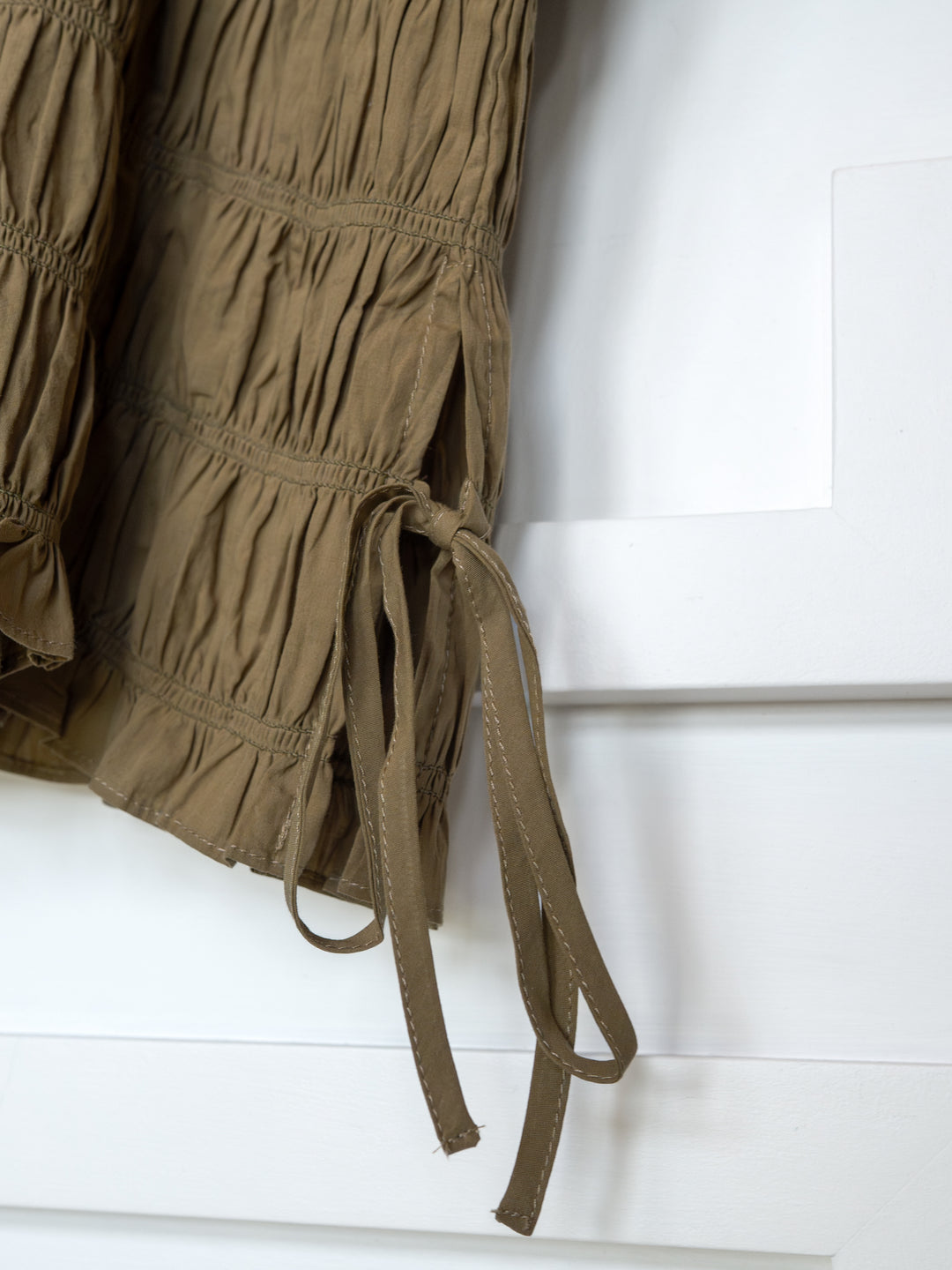 Talmo Olive Shirred Top