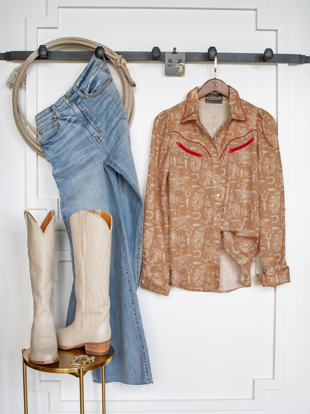 Tonopah Tan Western Graphic Pearl Snap Top