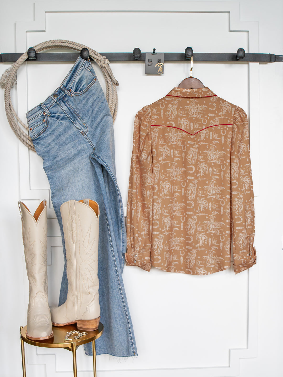 Tonopah Tan Western Graphic Pearl Snap Top