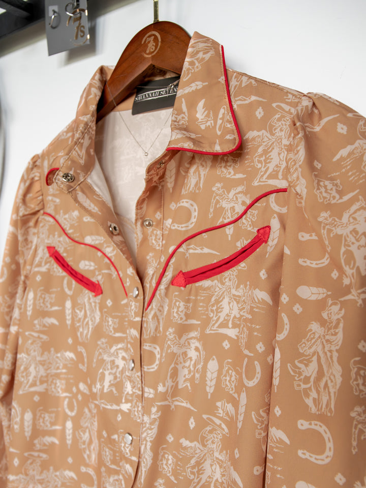 Tonopah Tan Western Graphic Pearl Snap Top