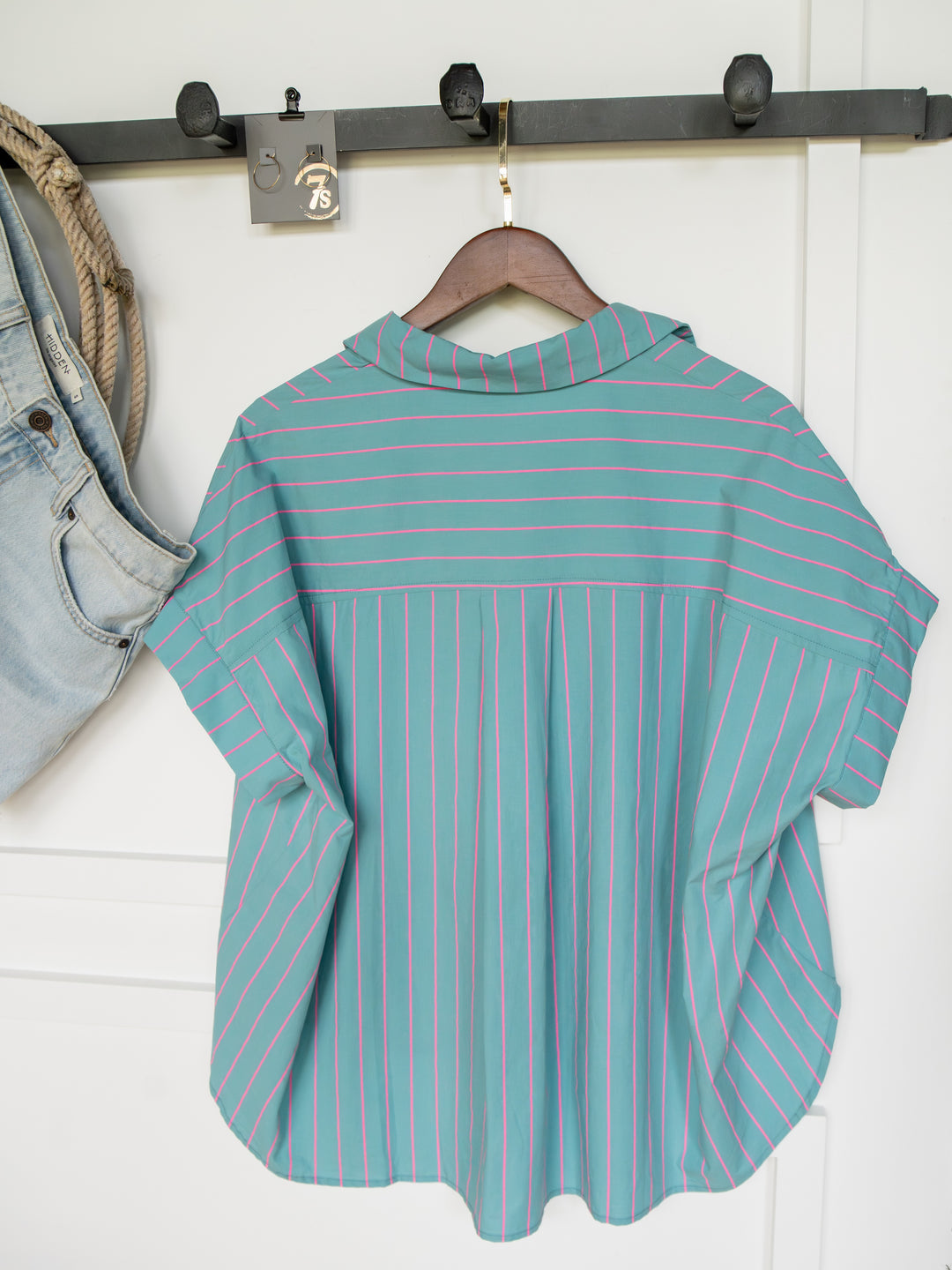 Wapello Turquoise Blue Button Up Top