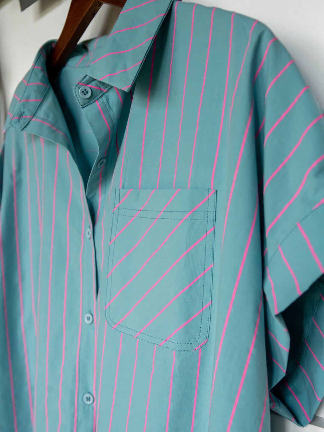 Wapello Turquoise Blue Button Up Top