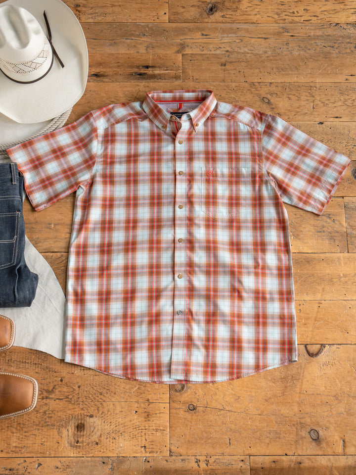 Hoffman Ariat Men's Burnt Orange Plaid Button Up