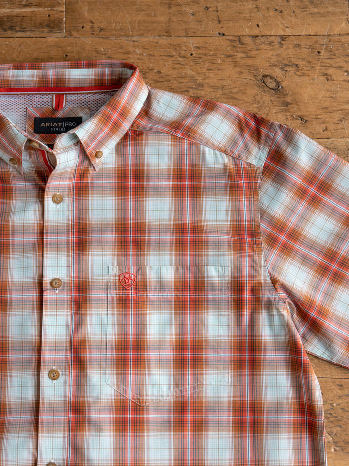 Hoffman Ariat Men's Burnt Orange Plaid Button Up