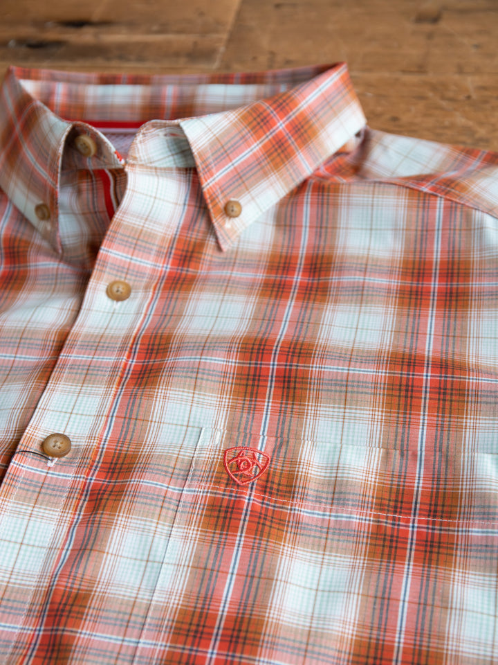 Hoffman Ariat Men's Burnt Orange Plaid Button Up