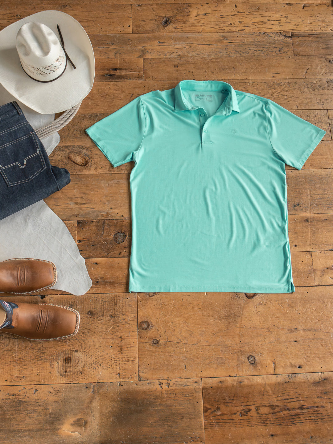Griffin Ariat Men's Turquoise Polo