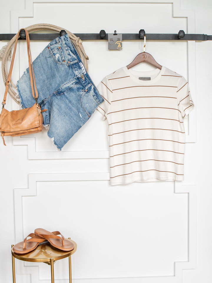 Denning White Striped Tee