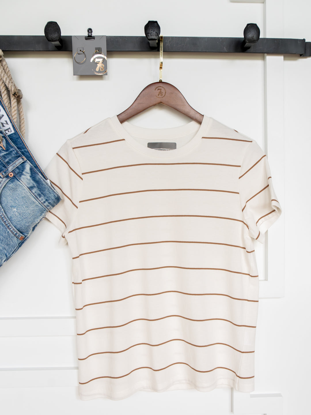 Denning White Striped Tee
