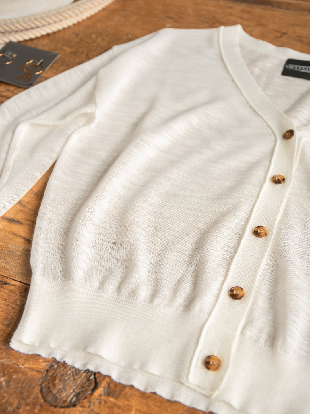 Caney White Button Up Cardigan