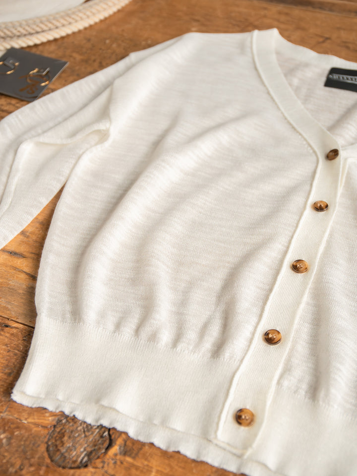 Caney White Button Up Cardigan