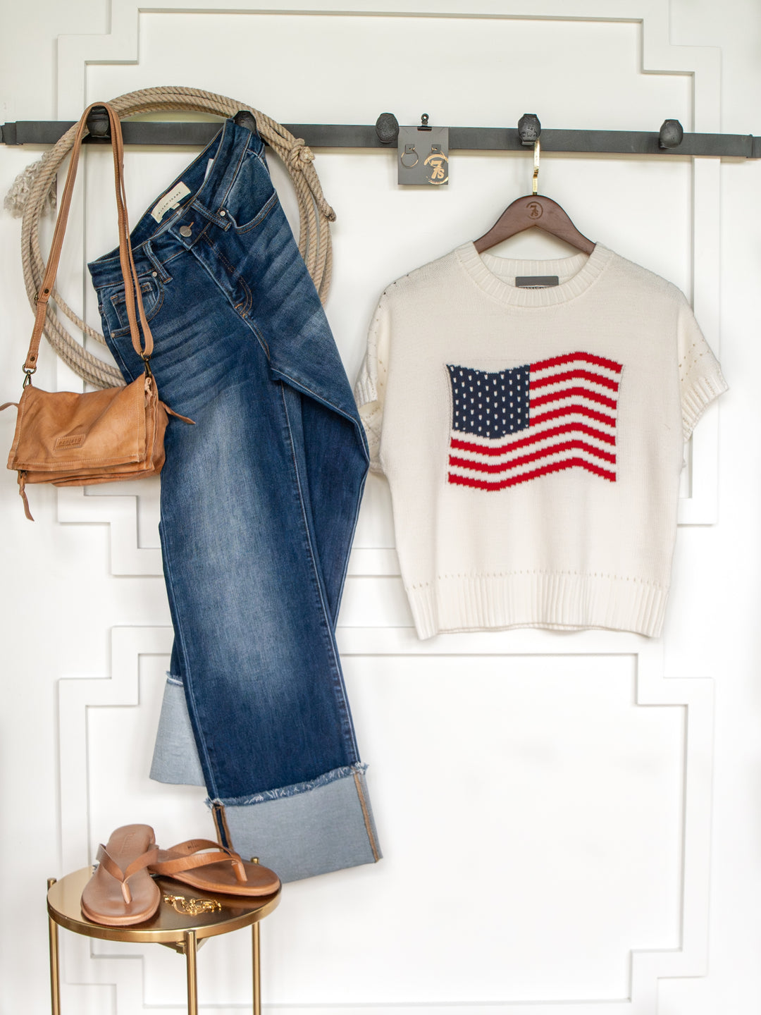 Old Glory American Flag Knit Top