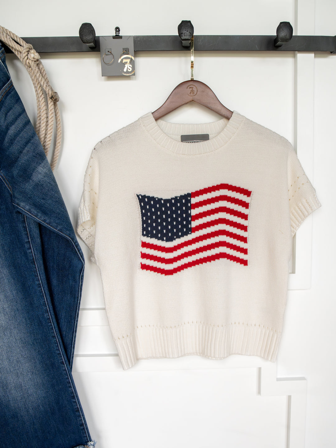 Old Glory American Flag Knit Top