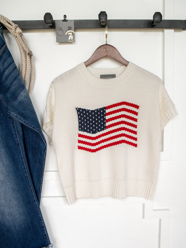 Old Glory American Flag Knit Top