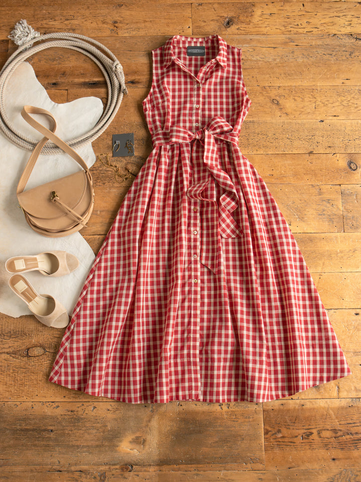 Tolland Red Gingham Button Up Dress