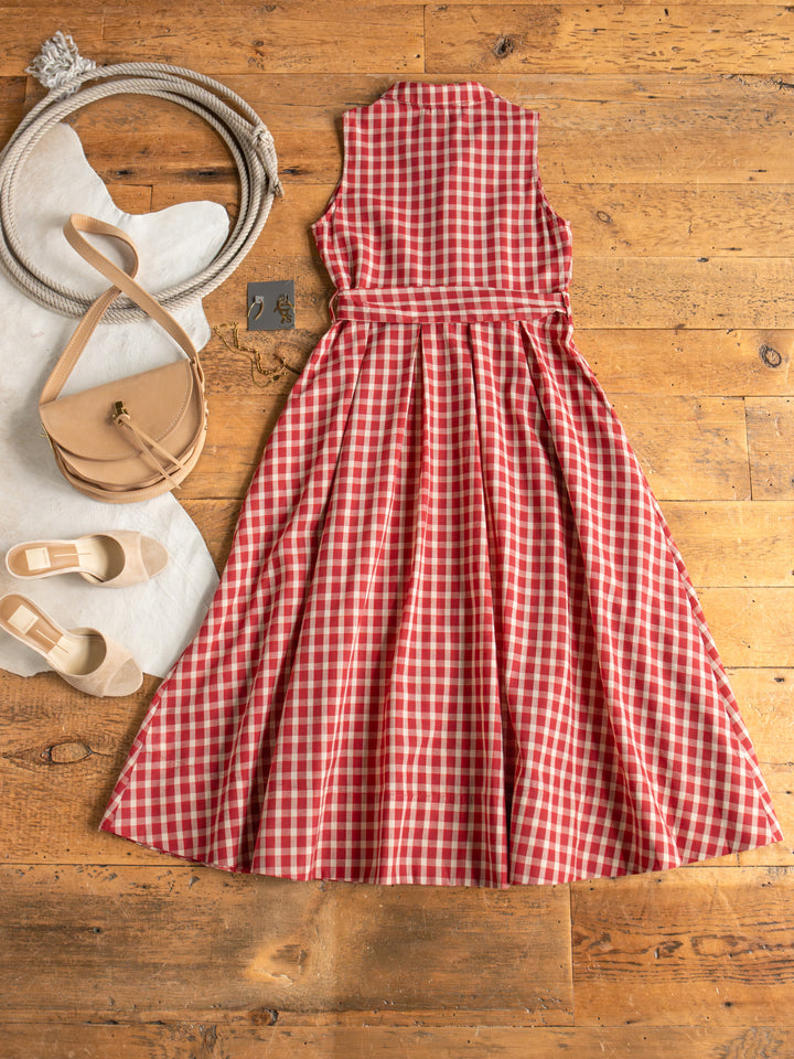 Tolland Red Gingham Button Up Dress
