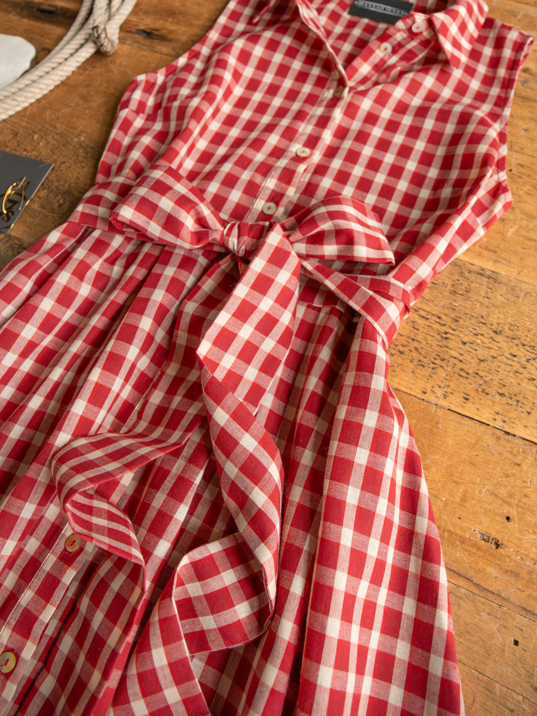Tolland Red Gingham Button Up Dress