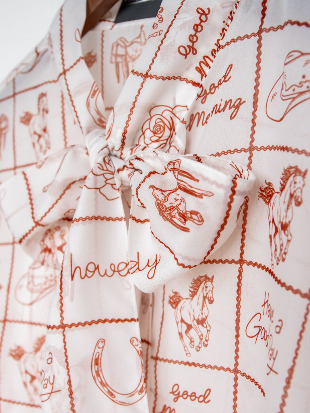 Good Day White Western Graphic Button Up Top