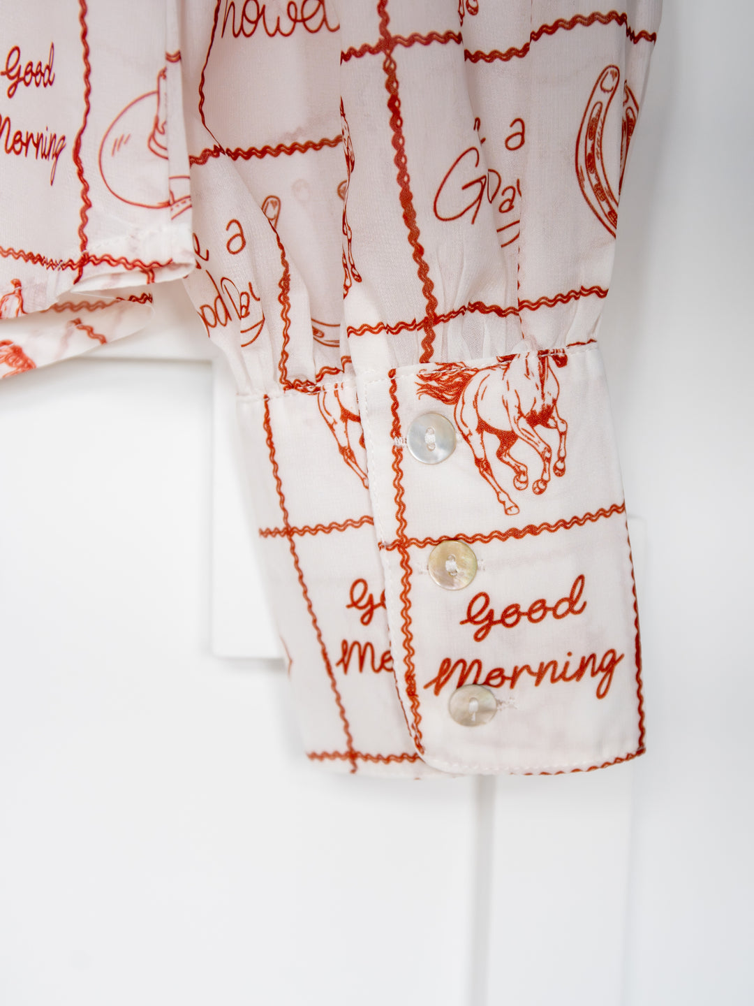 Good Day White Western Graphic Button Up Top