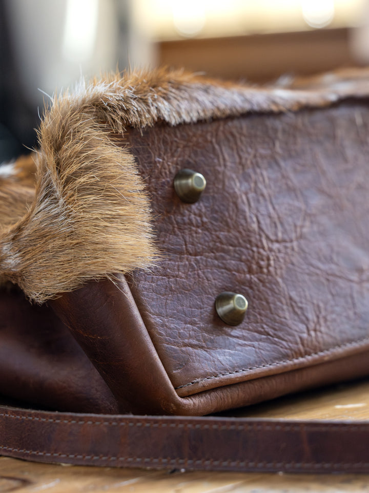 Axis Bison Leather Cognac Handbag