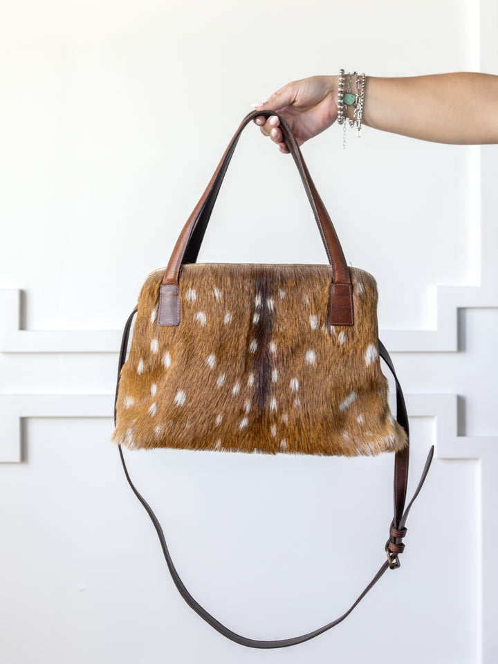 Axis Bison Leather Cognac Handbag