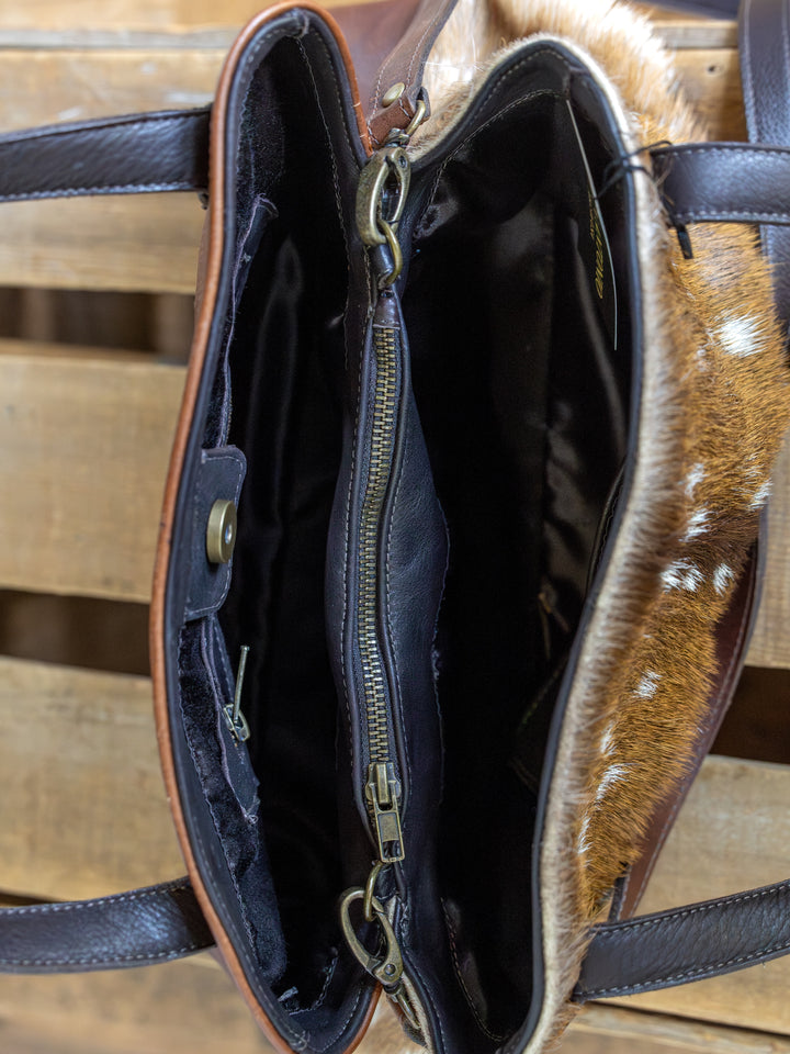 Axis Bison Leather Cognac Handbag