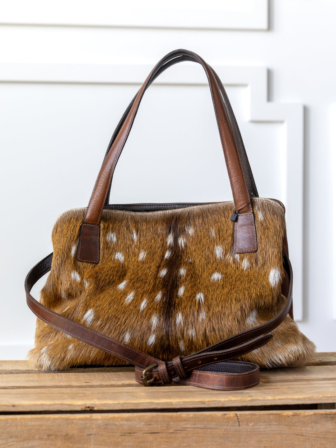 Axis Bison Leather Cognac Handbag