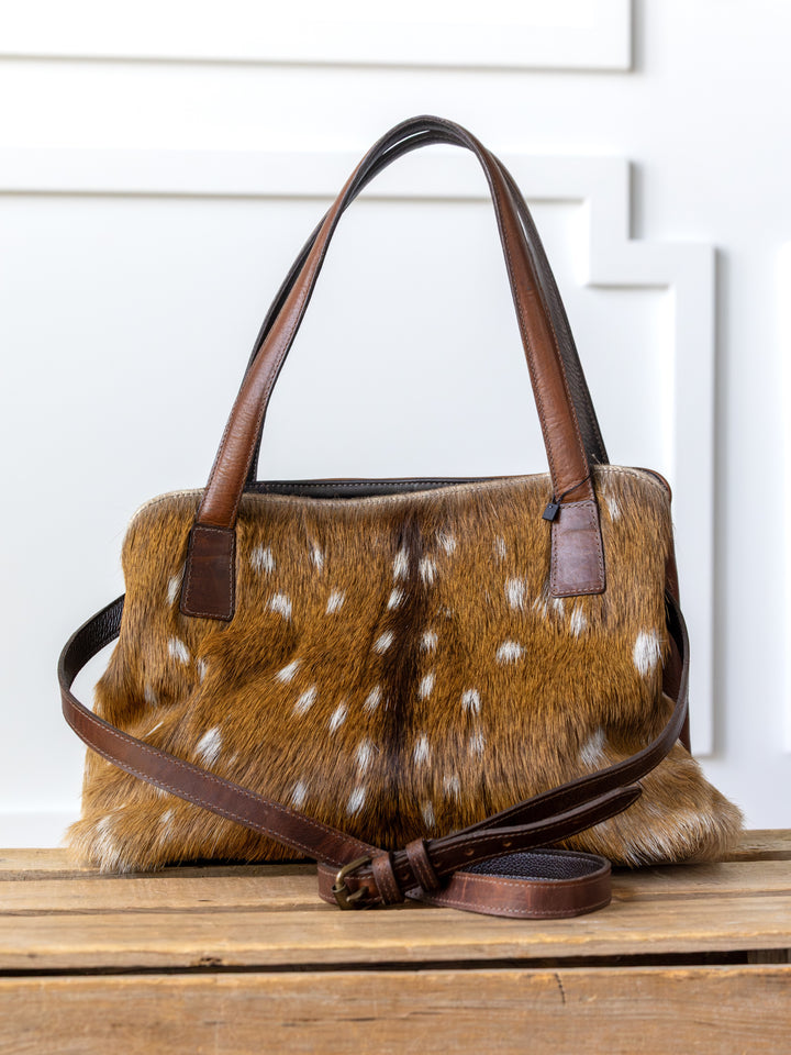 Axis Bison Leather Cognac Handbag