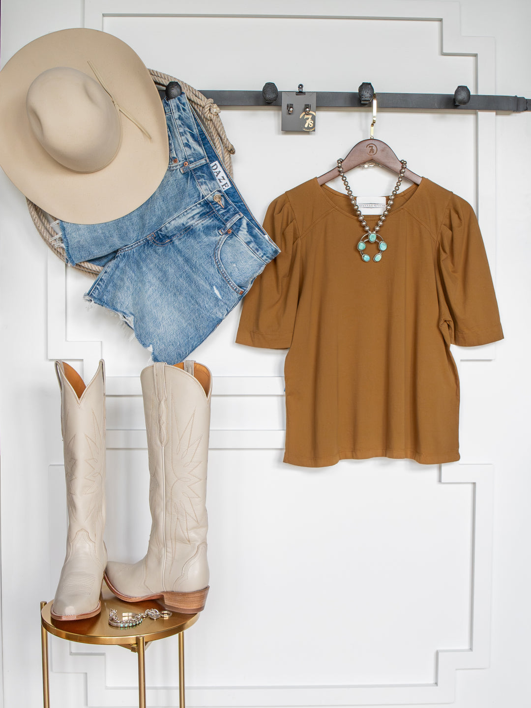 Solana Bronze Puff Sleeve Top