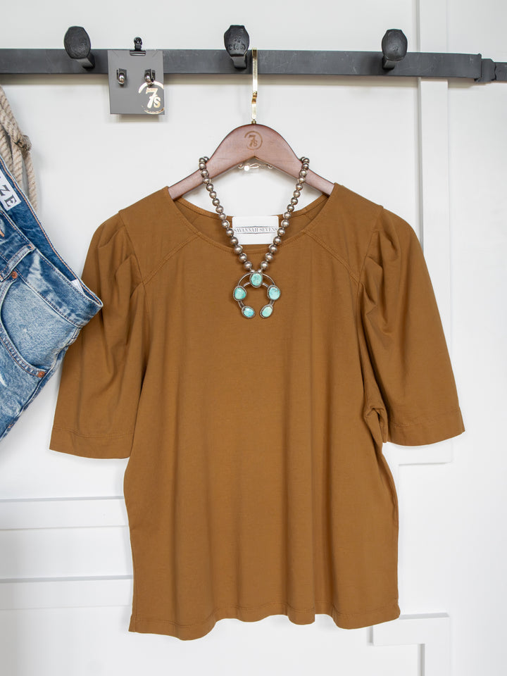 Solana Bronze Puff Sleeve Top