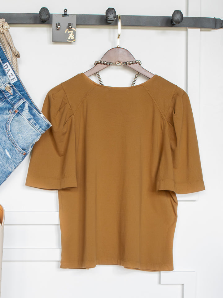 Solana Bronze Puff Sleeve Top