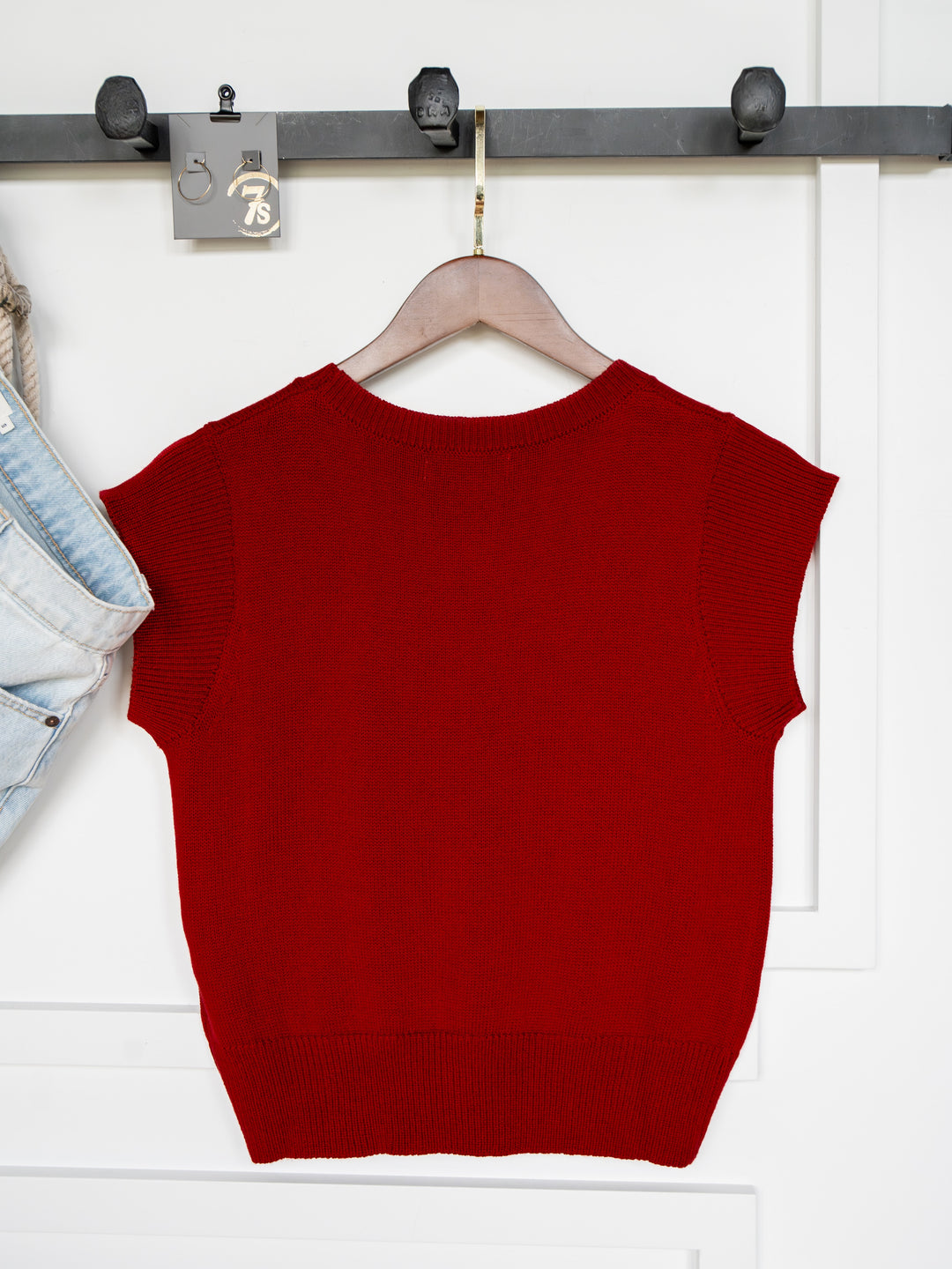 Dacoma Cherry Red Knit Top