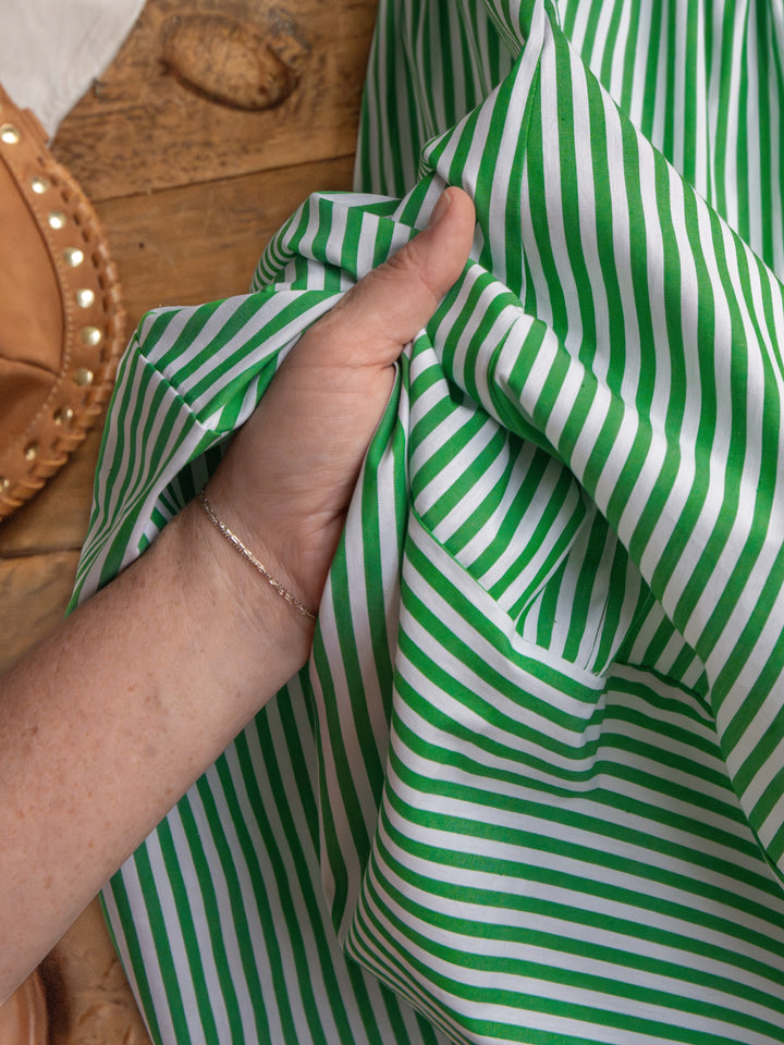 Lauderhill Green Striped Sleeveless Dress