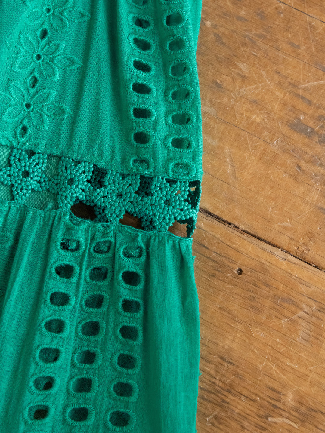 Tekoa Jade Teal Crochet Strapless Dress