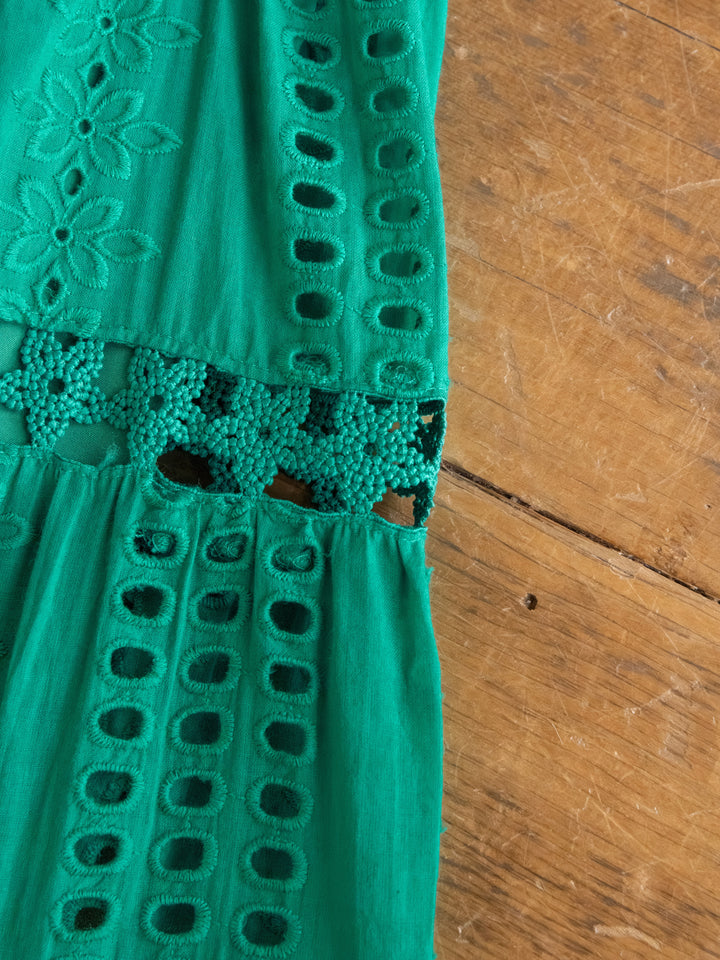 Tekoa Jade Teal Crochet Strapless Dress