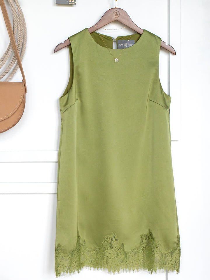 Mesena Light Olive Satin Dress