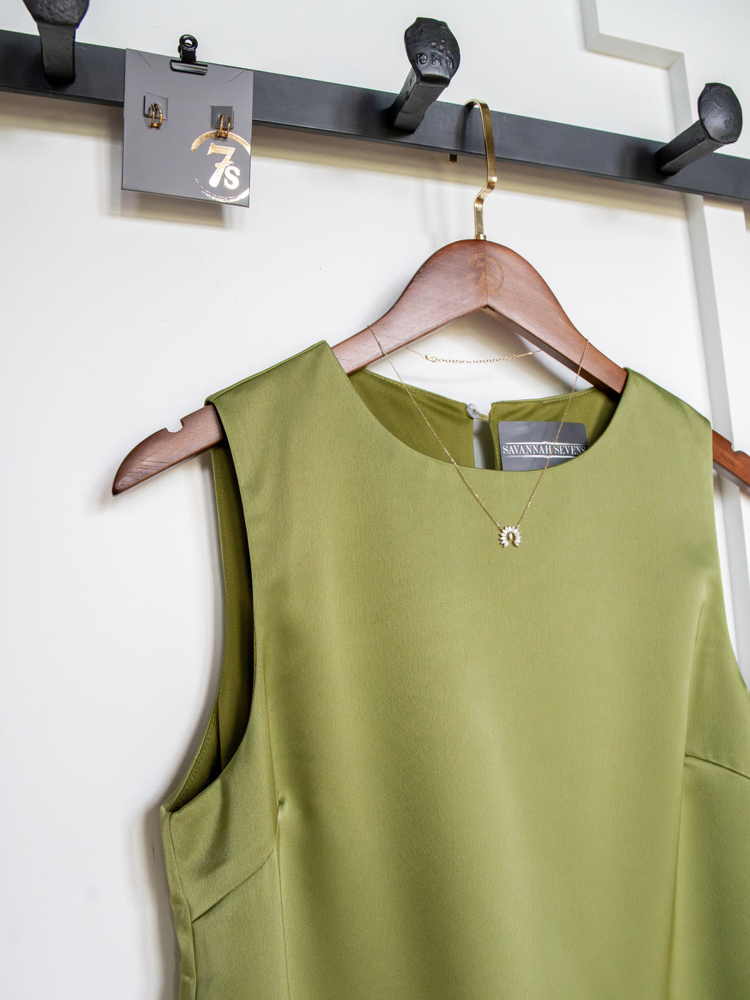 Mesena Light Olive Satin Dress