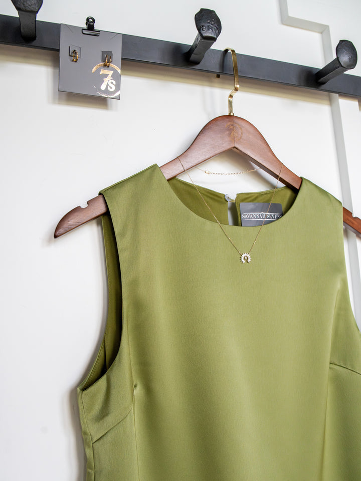 Mesena Light Olive Satin Dress