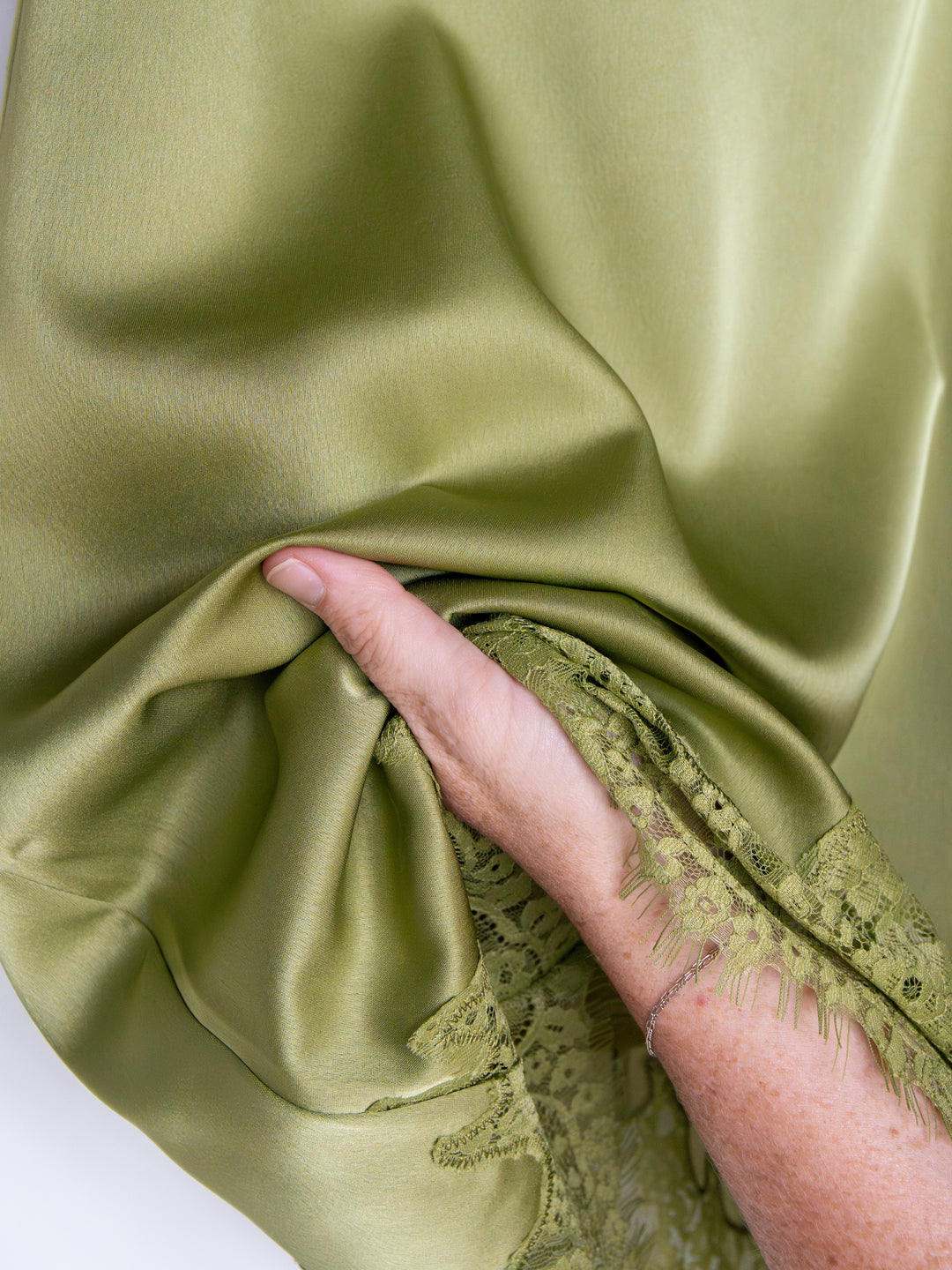 Mesena Light Olive Satin Dress