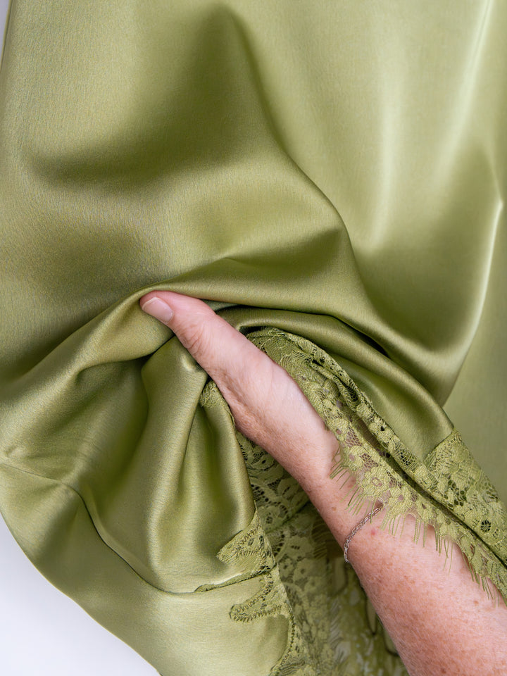 Mesena Light Olive Satin Dress