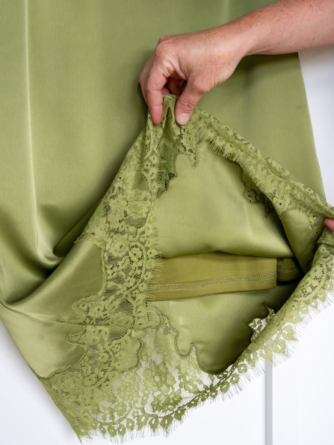 Mesena Light Olive Satin Dress