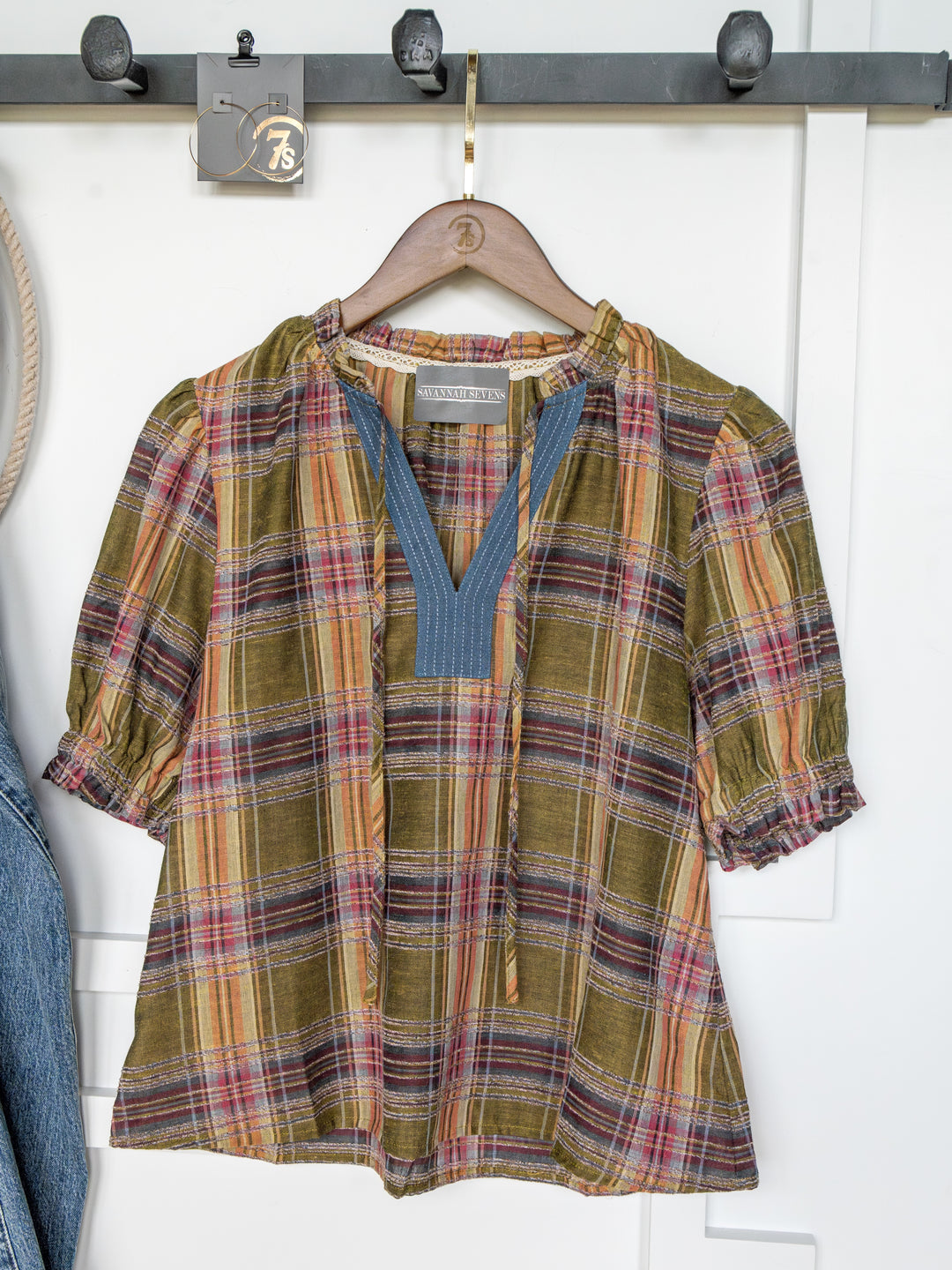 Nicoma Plaid Puff Sleeve Top