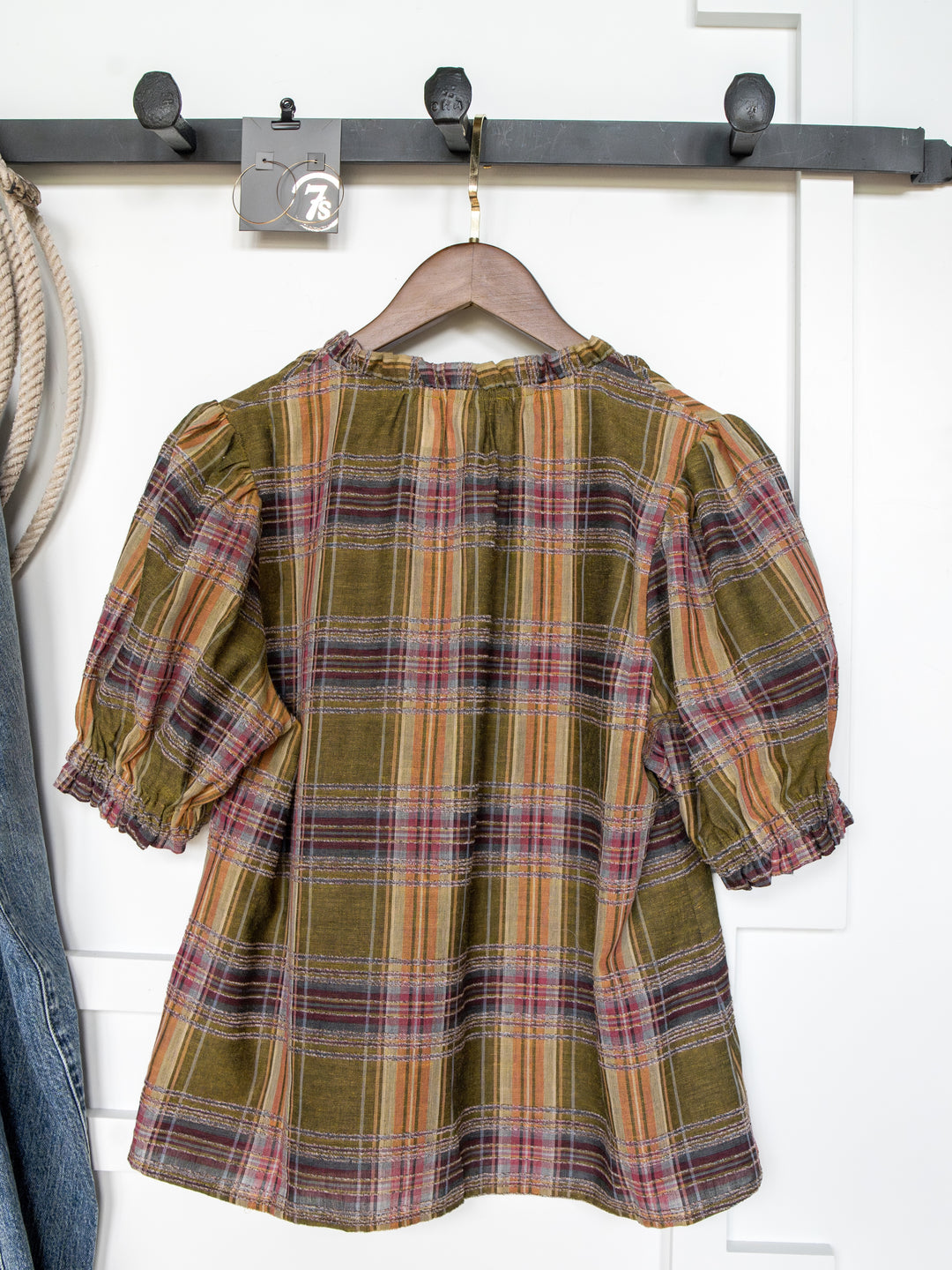 Nicoma Plaid Puff Sleeve Top
